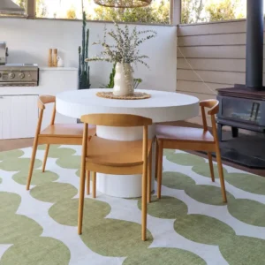 Brynne Green Ivory Outdoor Washable Rug