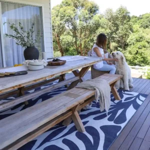 Damaris Blue Grey Cream Outdoor Washable Rug