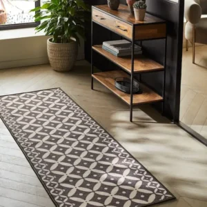 Grey Washable Tile Runner
