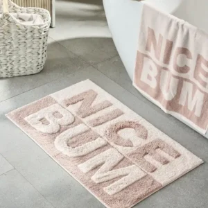 Natural Slogan Nice Bum 100% Cotton Bath Mat