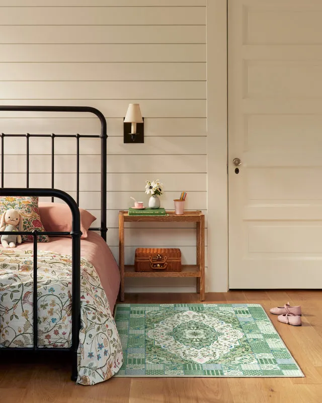 Playful Patchwork Green Rug