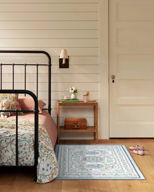 Twin Bunny Border Blue Rug