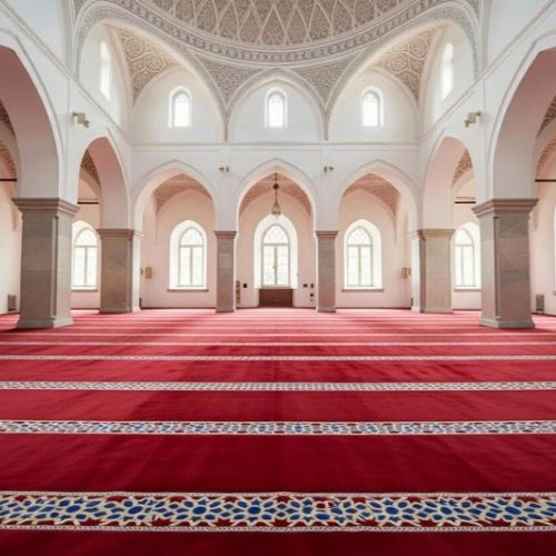 Maryam Deep Red Prayer Carpet for mosque