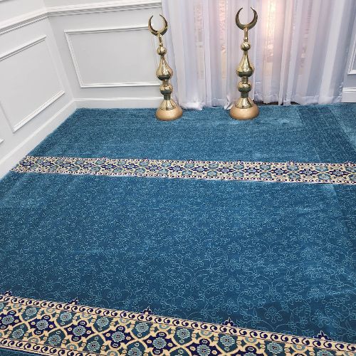 Noor Sky Blue Row Design Carpet sample