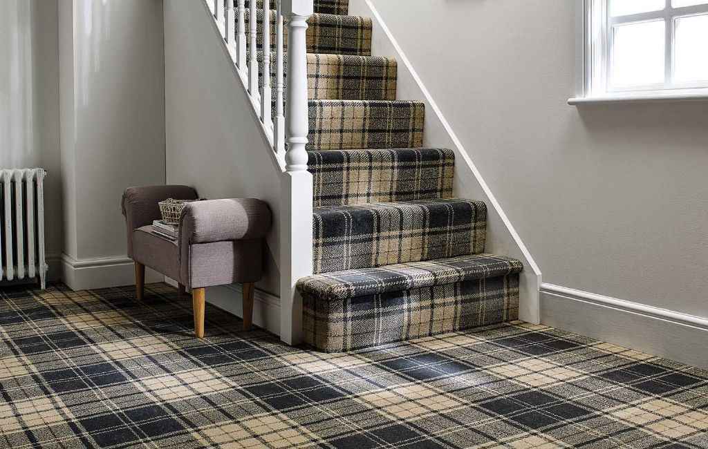 Classic plaid stair carpet runner