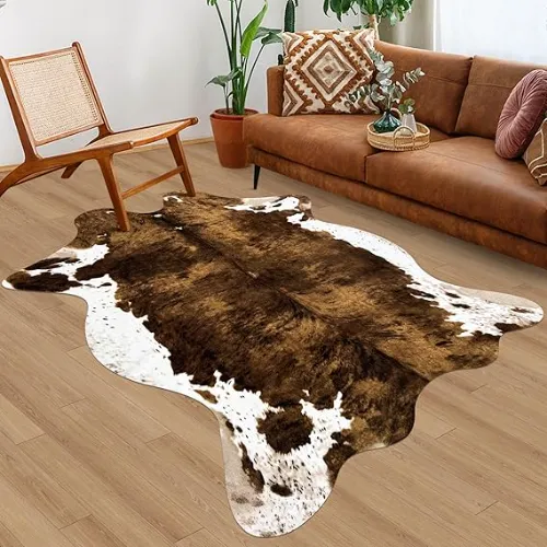 Cow Print Rug Faux Rug in living room