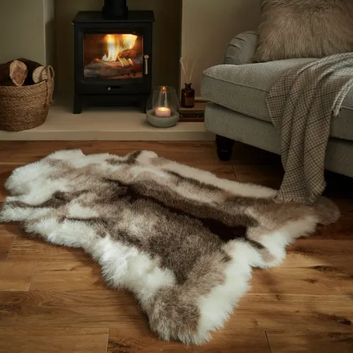 Reindeer Faux Fur Rug in Living Room
