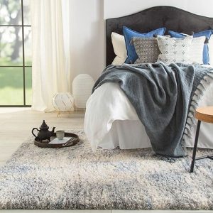 Lyra Harmony Light Grey Shag in Bedroom
