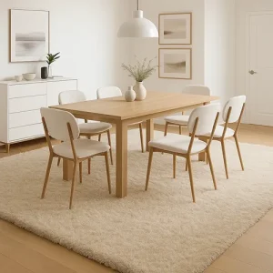 Sunshine White Shaggy Rugs In Dining Area