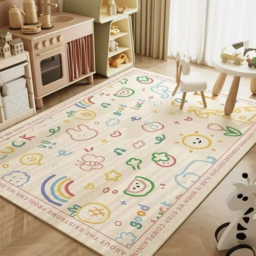 Educational doodle playroom rug