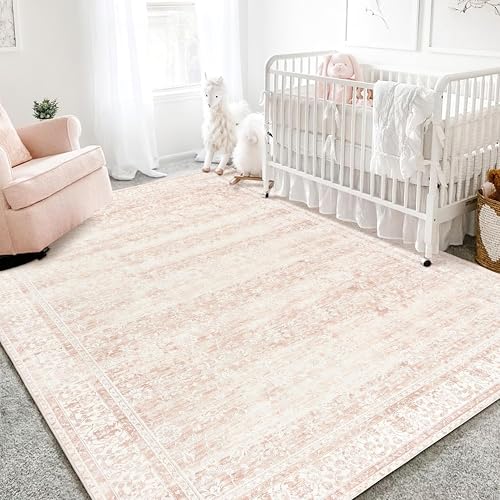 Pink vintage nursery rug