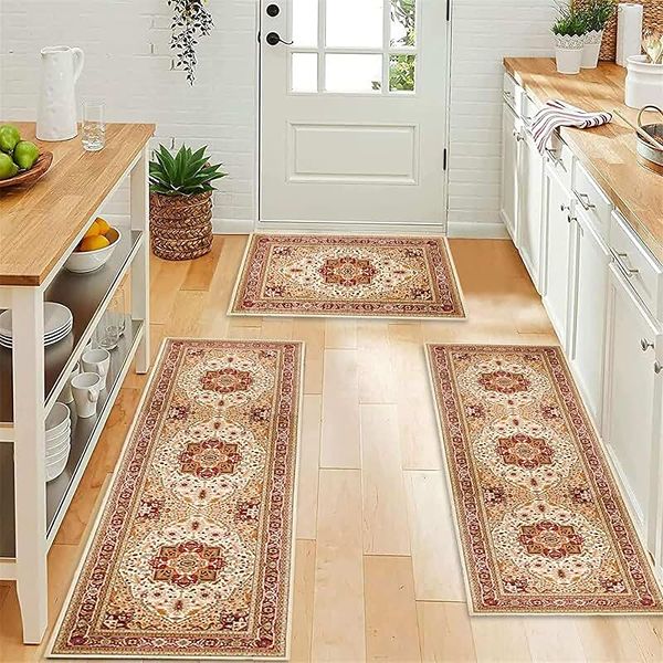 Floral vintage kitchen runner rug