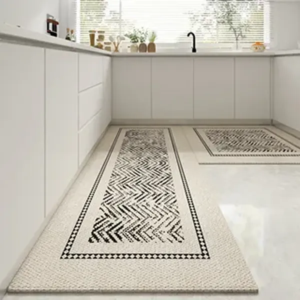 Gray patterned kitchen runner rug