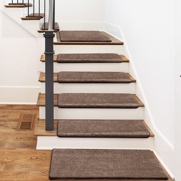 Modern brown and beige stair carpet runner