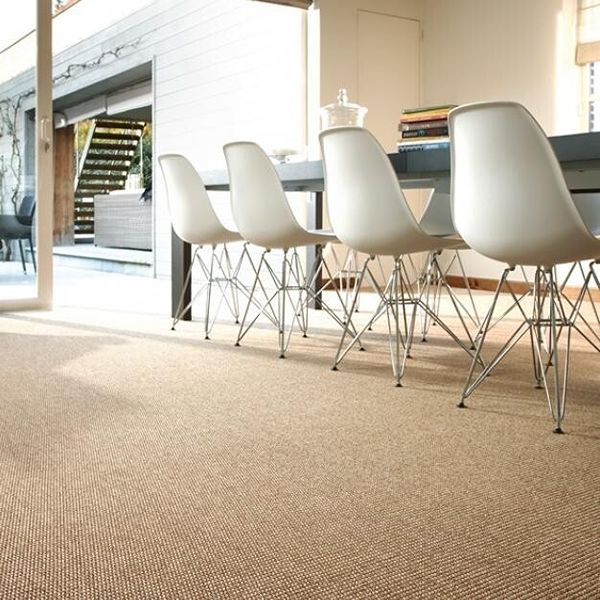 Sisal carpet in bright dining room