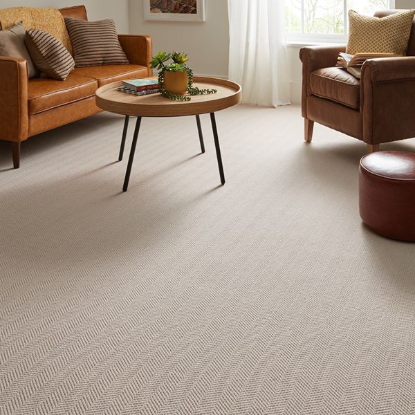 Soft neutral wool carpet in contemporary home interior