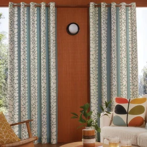 Duck Egg Sycamore Stripe Eyelet Curtains