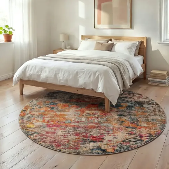 Multicolour Textured Round Rug