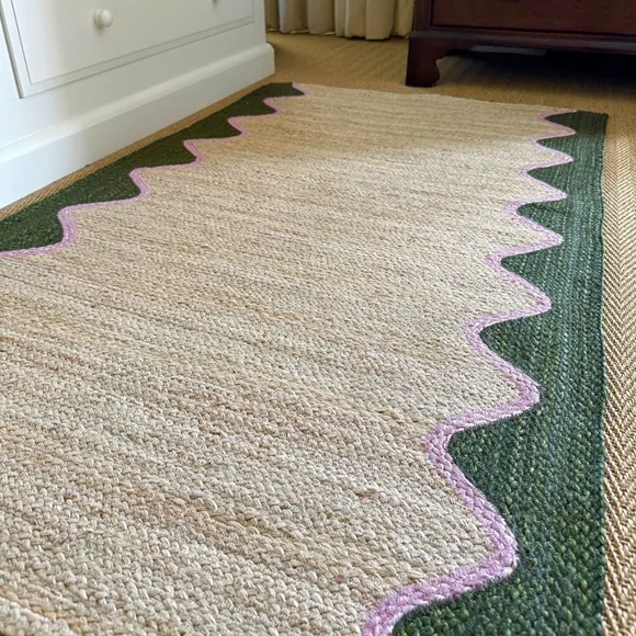 Olive Wave Textured Jute Rug